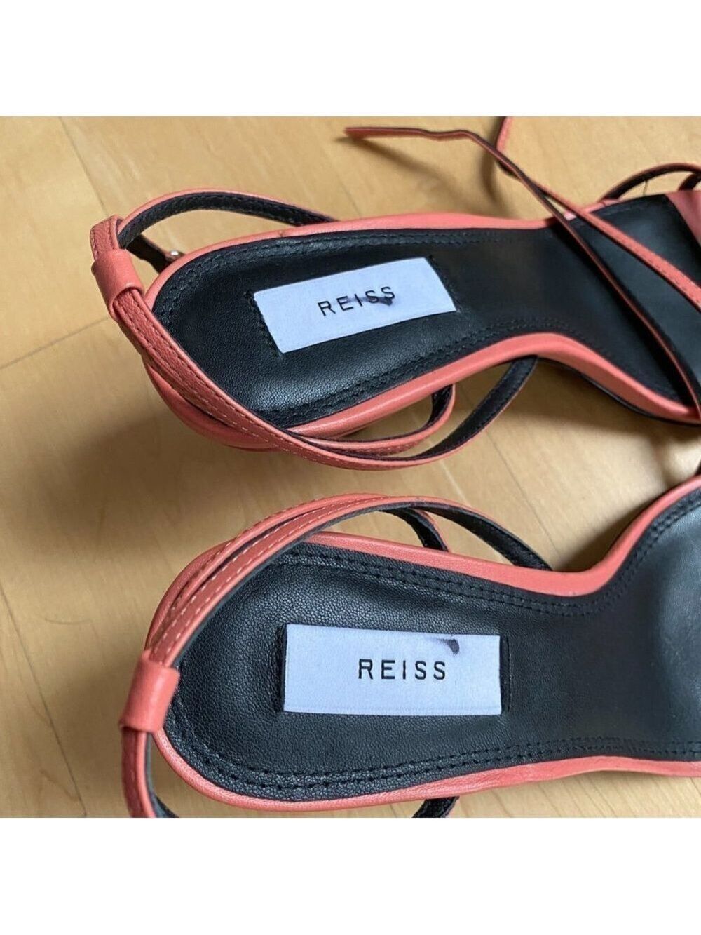 Reiss "Bali" Leather Strappy Coral Heels - Picture 7 of 8